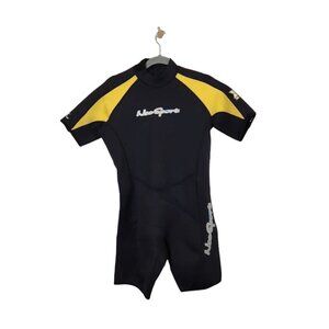 Neoprene Backzip Shorties in Black/Yellow -‎ Size Medium